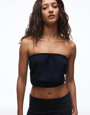 Zara Топ бандо с льняной тканью