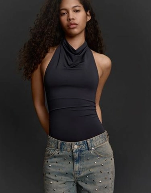 Zara Боди с горловиной халтер и сборками купить с доставкой.