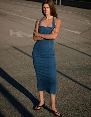 Zara Джинсовое платье миди