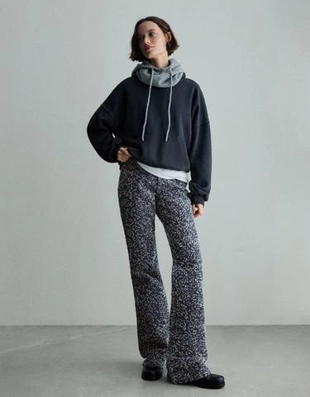 Zara Джинсы свободного кроя клеш с текстурой