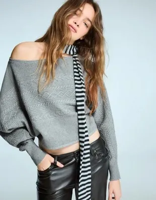 Bershka Свитер с вырезом «лодочка» и узором «косы»