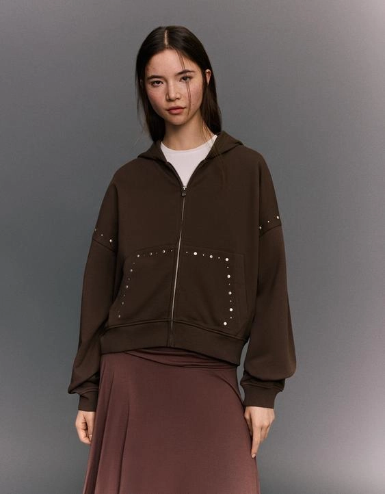 Zara Худи на молнии с заклепками
