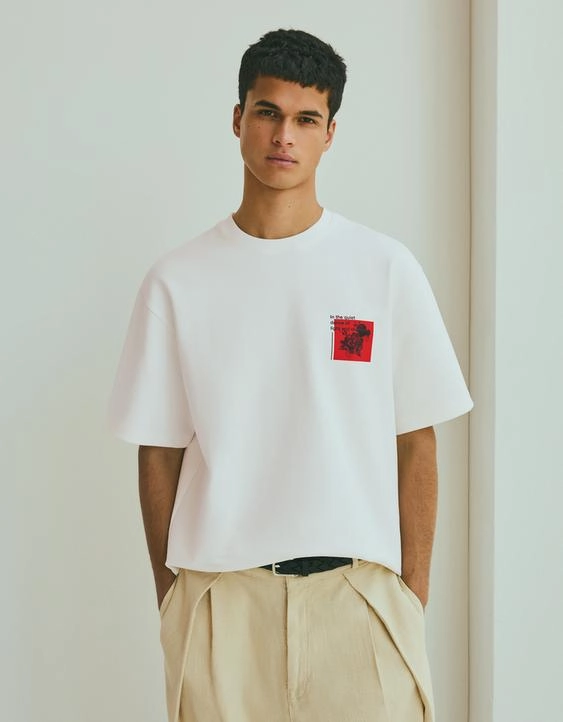 Zara Футболка из трикотажа интерлок с принтом