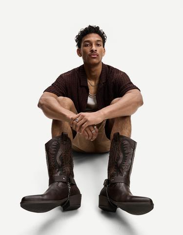 Zara Сапоги в ковбойском стиле с анималистическим тиснением