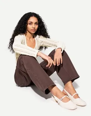 Балетки на широком каблуке с пряжкой- Заказать в России