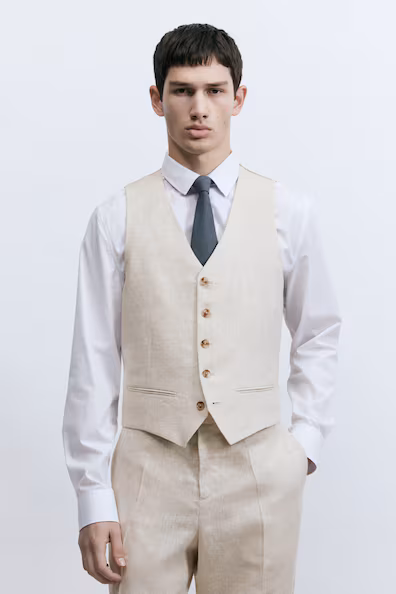 Мужской пиджак из льняной ткани SLIM FIT