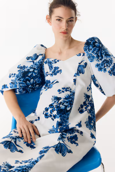 MAMA VESTIDO EM ALGODãO COM MANGAS BALãO