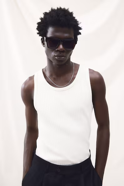 Топ без рукавов в рубчик SLIM FIT