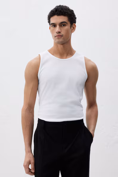Топ без рукавов в рубчик SLIM FIT