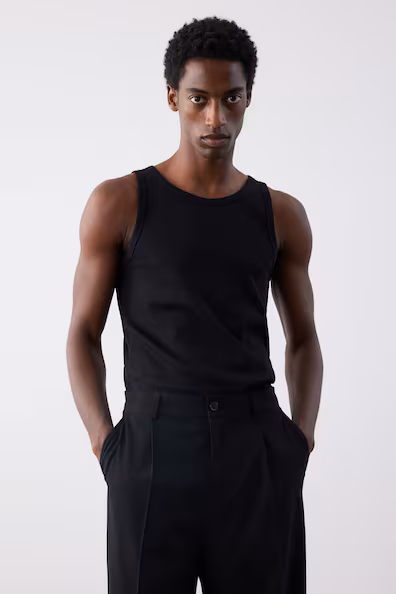 Топ без рукавов в рубчик SLIM FIT