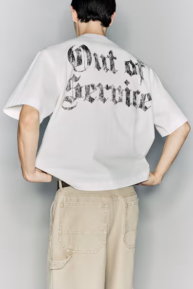 Футболка в принт с винтажным видом OVERSIZED FIT