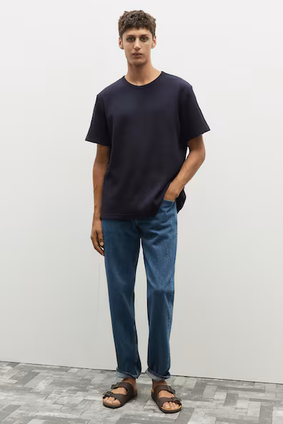 Футболка с текстурой решетки REGULAR FIT