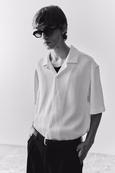 Легкая рубашка LOOSE FIT в стиле курорта из рубчика