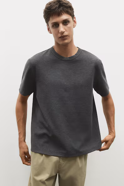 Футболка с текстурой решетки REGULAR FIT