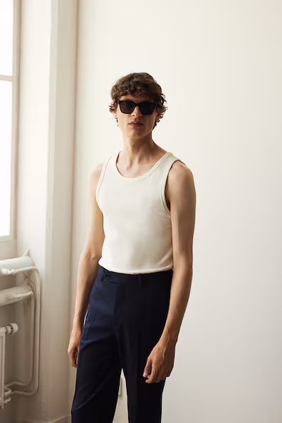 Топ без рукавов с узором рубчика SLIM FIT