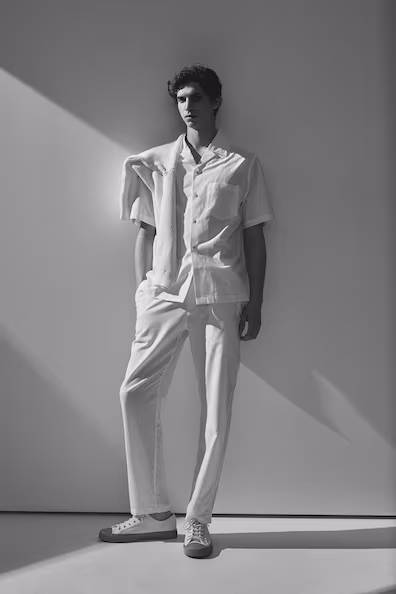 Брюки из смесовой ткани с льном REGULAR FIT
