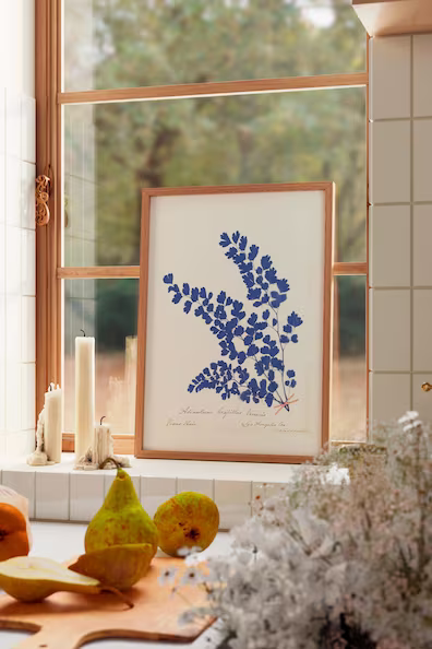 Постер WILD APPLE- BOTANICAL FERN III BLUE