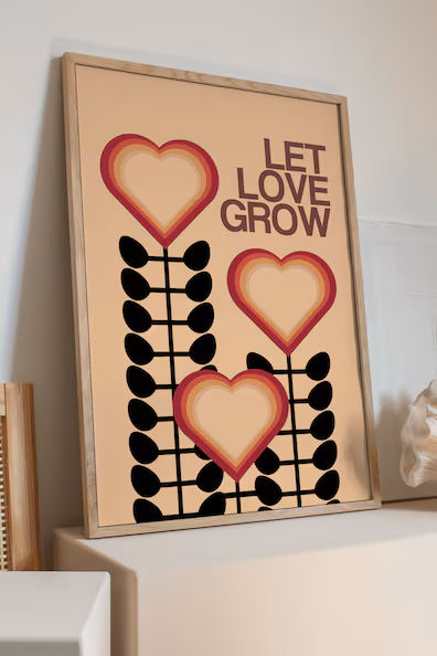Постер LET LOVE GROW CREAM от художницы фрэнсис коллет - кремовый
