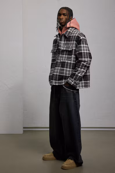 Рубашка-косоворотка из фланели OVERSIZED FIT