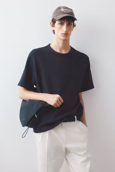 Футболка с текстурой решетки REGULAR FIT