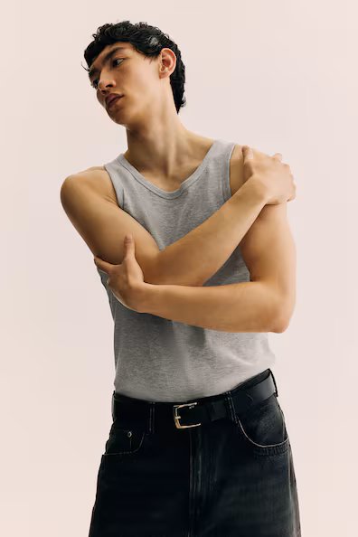 Топ без рукавов в рубчик SLIM FIT