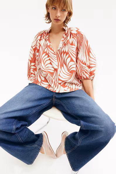 Блуза с воздушными рукавами H&M