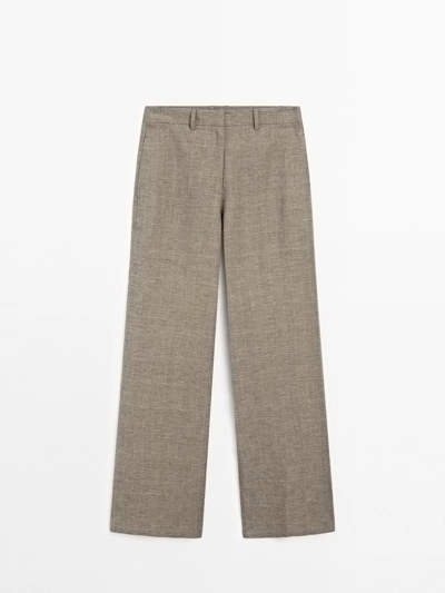 Zara Прямые брюки с высокой посадкой из хлопка