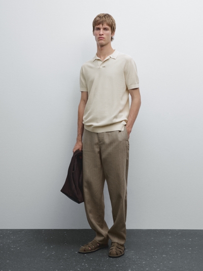 Zara Вязаный хлопчатобумажный свитер поло