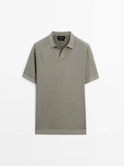 Zara Вязаный хлопчатобумажный свитер поло