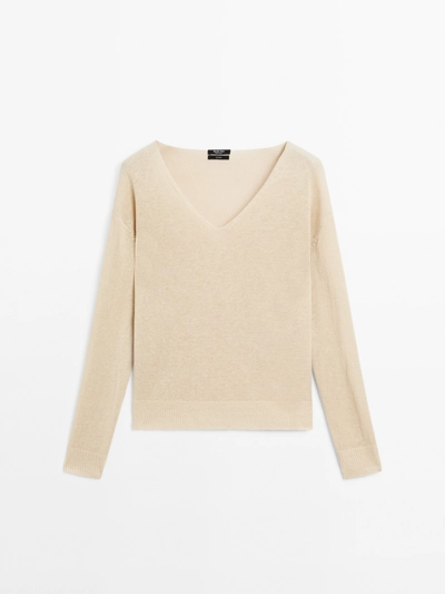 Zara Водолазка с V-образным вырезом из 100% льна