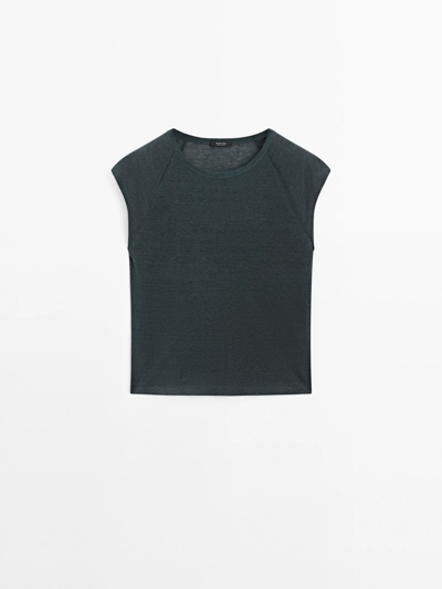 Zara Футболка из легкого льняного ребра 100%