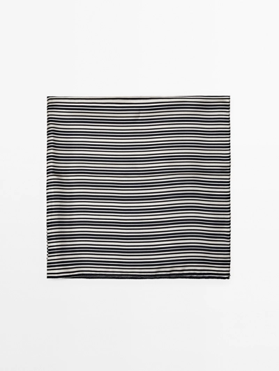 Zara Шелковый шарф в полоску 100%