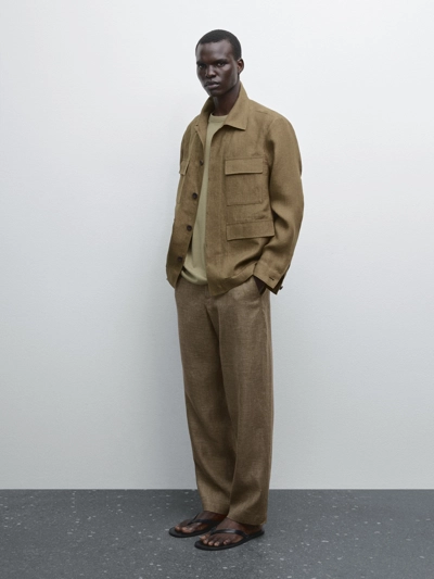 Zara Пиджак OVERSHIRT с карманами из 100% льна