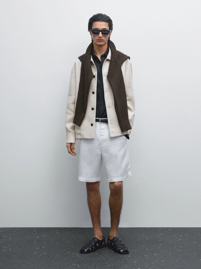 Zara Бермуды из льна полуприлегающего кроя