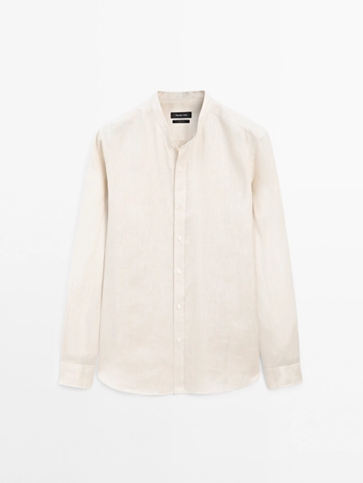 Zara Рубашка с воротником-стойкой идеального кроя из 100% льна