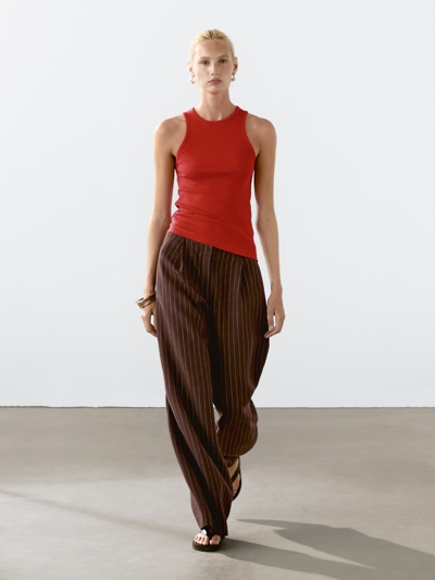 Zara Топ на шее из хлопково-смесовой ткани