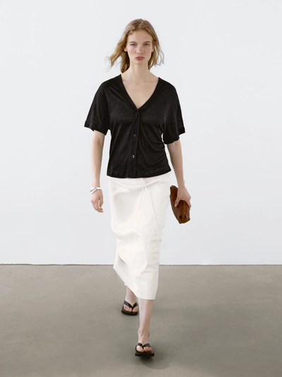 Zara Кардиган с коротким рукавом из 100% льна