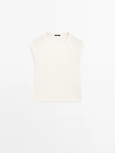 Zara Легкая майка из 100% льна в рубчик