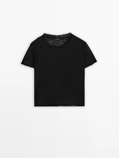 Zara Футболка из льняно-хлопковой смеси CUTWORK