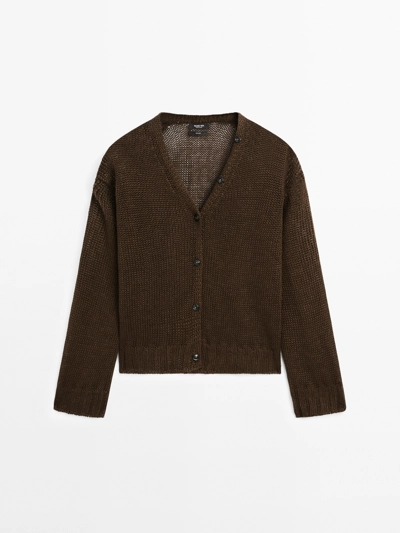 Zara Кардиган из льна с пуговицами