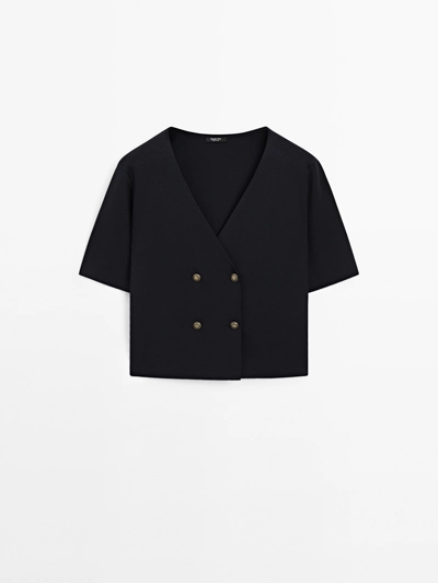 Zara Кардиган с короткими рукавами и V-образным вырезом