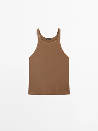 Zara Топ с открытыми плечами из 100% хлопка