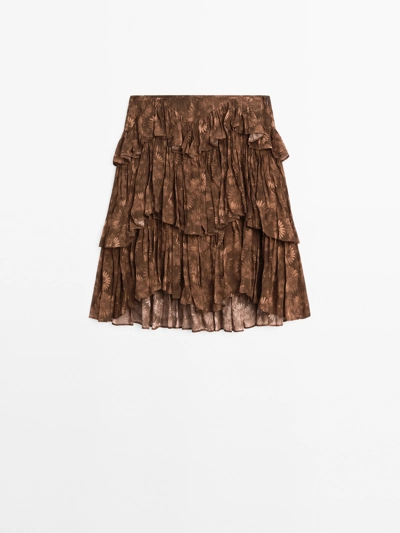 Zara Юбка миди с оборками и цветочным узором