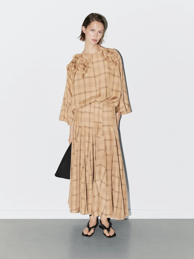 Zara Блуза в клетку с цветочным узором - STUDIO