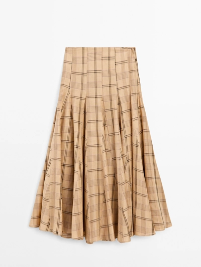 Zara Юбка миди со вставками и клетчатым узором - STUDIO
