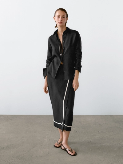 Zara Юбка-миди с контрастной вышивкой