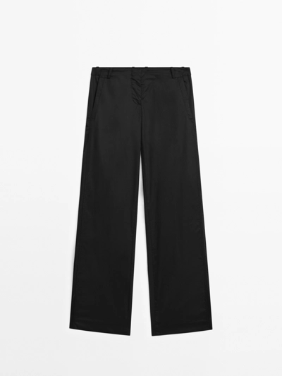 Zara 100% хлопковые брюки прямого кроя средней посадки