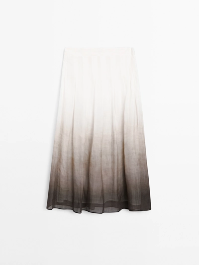 Zara Юбка-миди с объемными складками и градиентным принтом