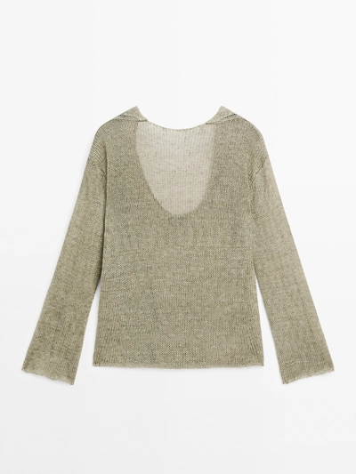 Zara Свитер из льняной смеси с V-образным глубоким вырезом на спине - STUDIO