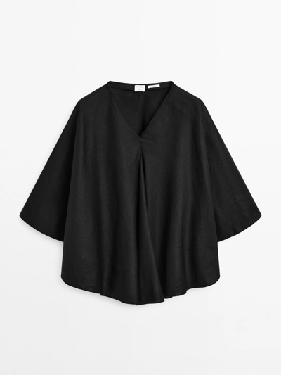 Zara Блуза с плавным капюшоном из 100% льна - STUDIO